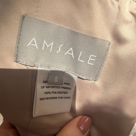 Amsale Gray net halter dress size 8! Beautiful! **damaged** - Picture 9 of 10